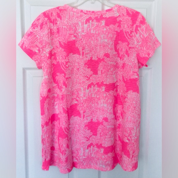 Lilly Pulitzer Etta V-Neck Top-Roxie Pink PB Anniversary Toile-NWT - Picture 5 of 11